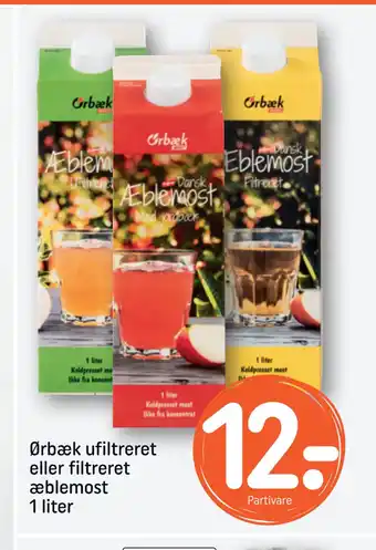 REMA 1000 Ørbæk ufiltreret eller filtreret æblemost tilbud