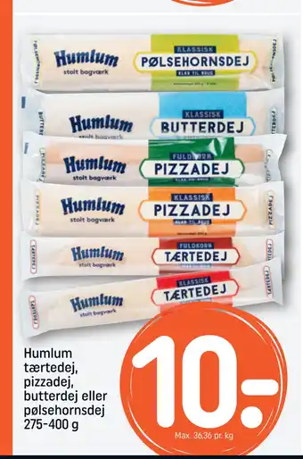 Rema 1000 Humlum tærtedej, pizzadej, butterdej eller pølsehornsdej 275-400 g tilbud