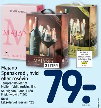 REMA 1000 Majano Spansk rød-, hvid- eller rosévin tilbud
