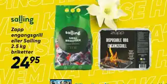 Bilka Zapp engangsgrill eller Salling 2.5 kg briketter tilbud