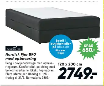 Bilka Nordisk Fjer B90 med opbevaring tilbud