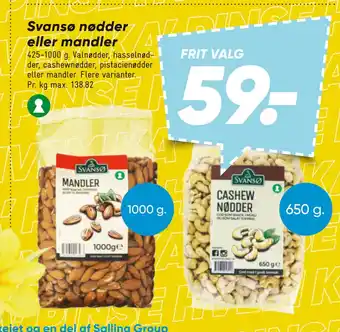 Bilka Svansø nødder eller mandler tilbud