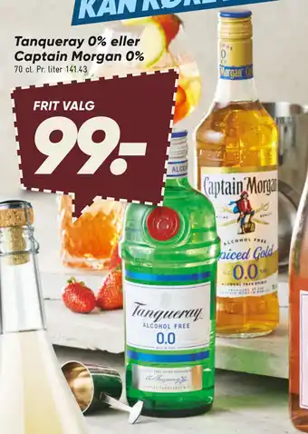 Bilka Tanqueray 0% eller Captain Morgan 0% tilbud