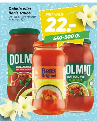 Bilka Dolmio eller Ben's sauce tilbud