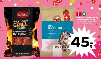 SuperBrugsen Dansk hel BBQ kylling eller Holger kylling tilbud