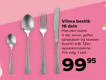 Kvickly Vilma bestik 16 dele tilbud