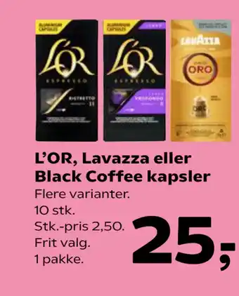 Kvickly L’OR, Lavazza eller Black Coffee kapsler tilbud