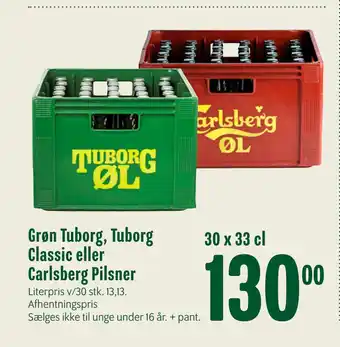 Min Købmand Grøn Tuborg, Tuborg Classic eller Carlsberg Pilsner tilbud