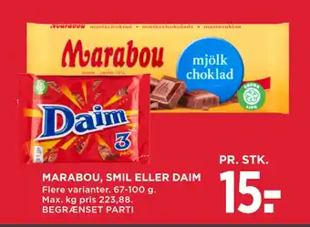 MENY MARABOU, SMIL ELLER DAIM tilbud