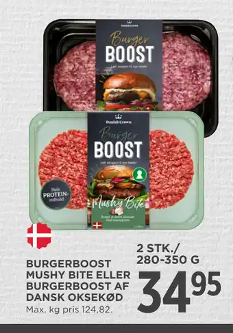 MENY BURGERBOOST MUSHY BITE ELLER BURGERBOOST AF DANSK OKSEKØD tilbud