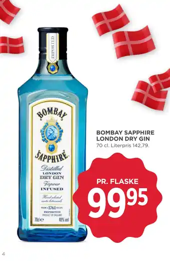 MENY BOMBAY SAPPHIRE LONDON DRY GIN tilbud