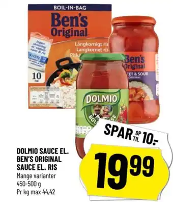 Løvbjerg DOLMIO SAUCE EL. BEN'S ORIGINAL SAUCE EL. RIS tilbud