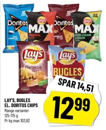 Løvbjerg LAY'S, BUGLES EL. DORITOS CHIPS tilbud