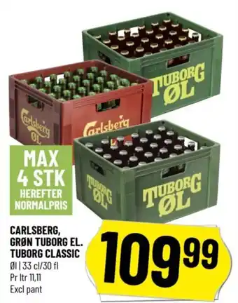 Løvbjerg CARLSBERG, GRØN TUBORG EL. TUBORG CLASSIC tilbud