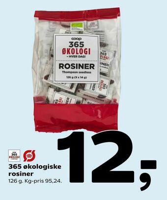 Coop 365 365 økologiske rosiner tilbud