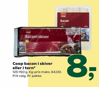 Coop 365 Coop bacon i skiver eller i tern tilbud
