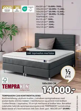 JYSK TEMPRAKON C250 KONTINENTALSENG tilbud