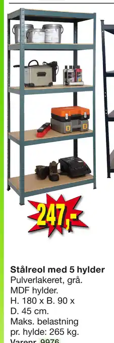 Harald Nyborg Stålreol med 5 hylder tilbud