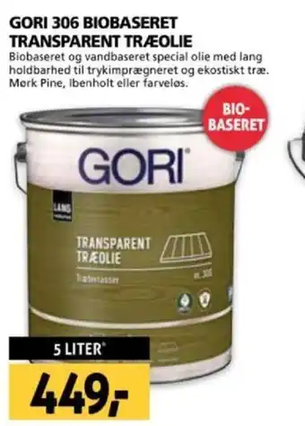 XL-BYG GORI 306 BIOBASERET TRANSPARENT TRÆEOLIE tilbud