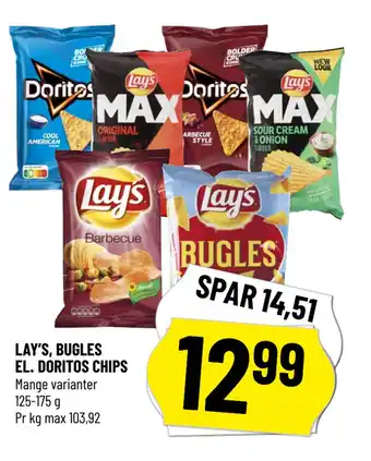 Løvbjerg LAY’S, BUGLES EL. DORITOS CHIPS tilbud