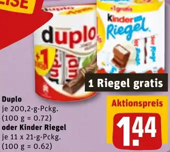 REWE DE Duplo Oder Kinder Riegel tilbud