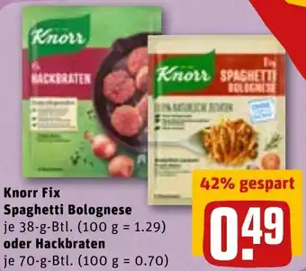 REWE DE Knorr Fix Spaghetti Bolognese Oder Hackbraten tilbud