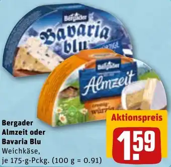 REWE DE Bergader Almzeit Oder Bavaria Blu 175g tilbud