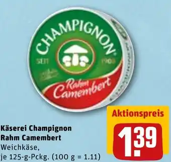 REWE DE Käserei Champignon Rahm Camembert 125g tilbud
