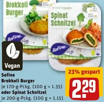 REWE DE Sofine Brokkoli Burger Oder Spinat Schnitzel tilbud
