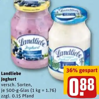 REWE DE Landliebe Joghurt 500g tilbud