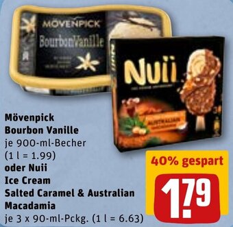 REWE DE Mövenpick Bourbon Vanille Oder Nuii Ice Cream Salted Caramel & Australian Macadamia tilbud