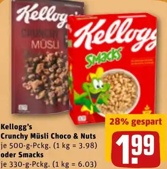 Kellogg's Crunchy Müsli Choco & Nuts Oder Smacks