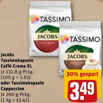 REWE DE Jacobs Tassimokapseln Caffé Crema XL Oder Tassimokapseln Cappuccino tilbud