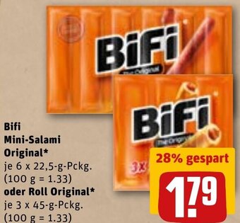 REWE DE Bifi Mini-Salami Original Oder Roll Original tilbud