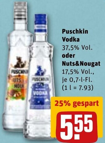 REWE DE Puschkin Vodka Oder Nuts& Nougat tilbud