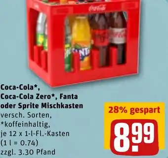 REWE DE Coca-Cola, Coca-Cla Zero, Fanta Oder Sprite Mischkasten tilbud