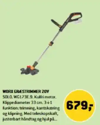 XL-BYG WORX GRESTRIMMER 20V tilbud