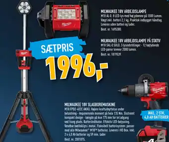 Johannes Fog Milwaukee 18V Arbejdslampe, Milwaukee 18V Arbejdslampe På Stativ tilbud