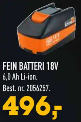 Johannes Fog Fein Batteri 18V tilbud