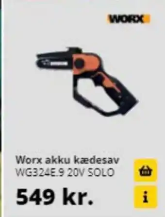 10-4 Byggecenter Worx akku kædesav WG324E.9 20V SOLO tilbud