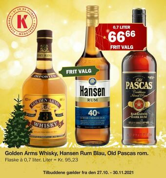 Golden Arms Whisky, Hansen Rum Blau, Old Pascas rom