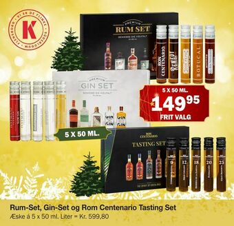 Rum-Set, Gin-Set og Rom Centenario Tasting Set