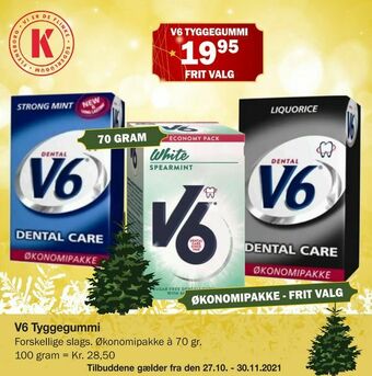 Købmandsgården V6 Tyggegummi tilbud