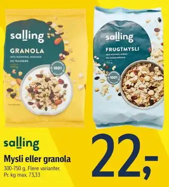 Føtex Mysli eller granola tilbud