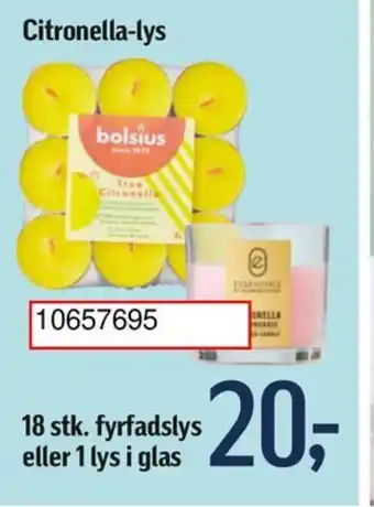 Føtex 18 stk. fyrfadslys eller 1 lys i glas tilbud