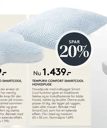 SENG TEMPUR COMFORT SMARTCOOL HOVEDPUDE tilbud