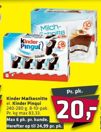 Fleggaard Kinder Mælkesnitte el. Kinder Pinqui tilbud