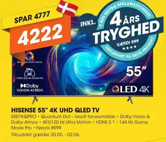 Expert HISENSE 55" 4K UHD QLED TV tilbud