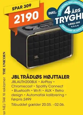 Expert JBL TRÅDLØS HØJTTALER tilbud