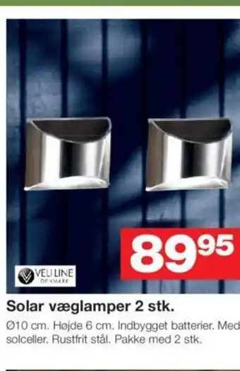 Bauhaus Solar væglamper 2 stk. tilbud